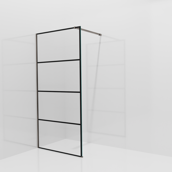 Balmani Modular Walk-In Dusche: 100 x 200 cm, Lined, inklusive Coating, Profil Brushed GunMetal