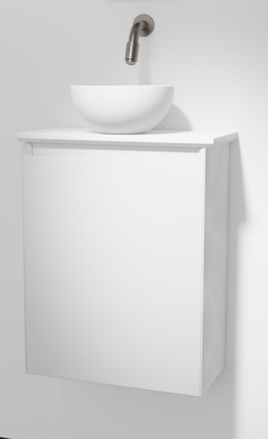 Balmani Mitra meuble wc suspendu 42 x 21 cm blanc mat avec Facetta tablette et Jazz vaque à poser en mat Solid Surface
