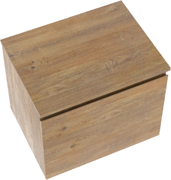 Linie Lado hängendes Möbelstück Set: 60 x 46 cm, Naturbelassene Eiche, mit Lado Einzel Waschtischplatte, Melamin Naturbelassene Eiche