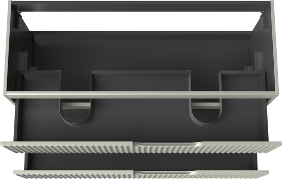 Linie Ribbo hängender Waschbeckenunterschrank: 120 x 46 cm, Greige, 2 Schubladen