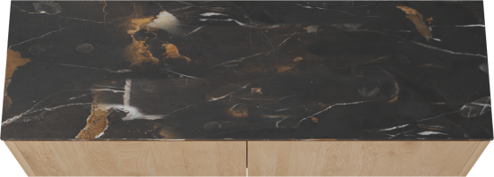 Balmani Eclips meuble salle de bains suspendu 180 x 55 cm Chêne naturelle avec Stretto tablette simple ou double en Portoro Gold marbre