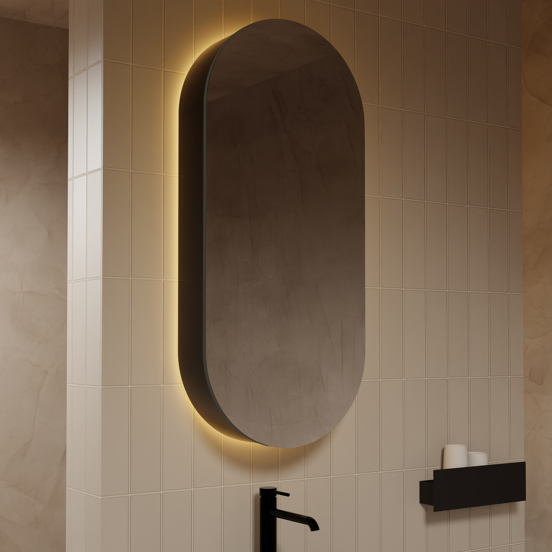 Balmani Mara spiegelkast 45 x 100 cm mat zwart met anti-damp