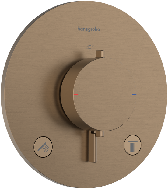 Hansgrohe Ecostat Comfort S Thermostat-Duscharmatur: Unterputz, für 2 Verbraucher, Brushed Bronze
