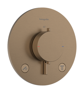 Hansgrohe Ecostat Comfort S Thermostat-Duscharmatur: Unterputz, für 2 Verbraucher, Brushed Bronze
