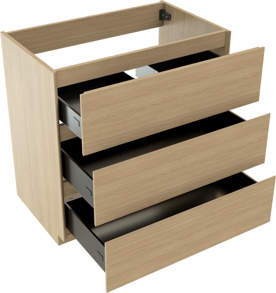 Storke Edge meuble sous-lavabo a poser 85 x 52 cm chêne naturel 3 tiroirs