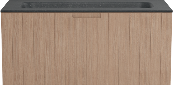 Balmani Adagio meuble salle de bains suspendu 120 x 55 cm chêne vieilli avec Tablo Arcato plan simple pour 2 trous de robinet en granit noir