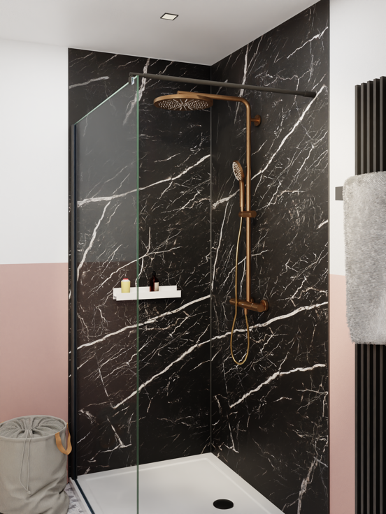 Luca Varess Artdeco revêtement mural de douche 120 x 244 cm alu-composite aspect marbre noir