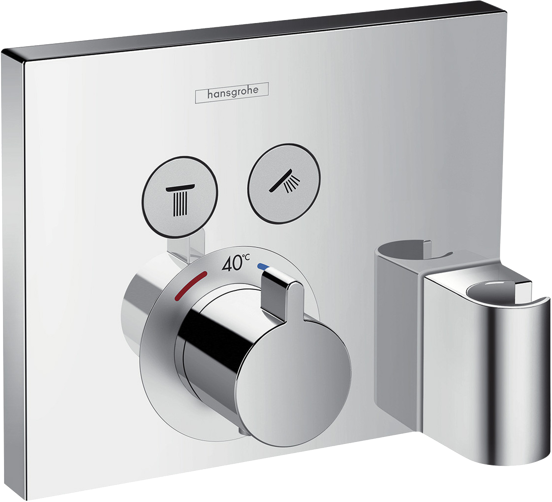 Hansgrohe Showerselect S Square thermostat de douche encastré avec support douchette 2 fonctions chrome brillant