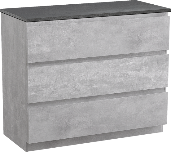 Linie Lado freistehendes Möbelstück Set: 100 x 46 cm, Beton dunkelgrau, mit Lado Einzel- oder Doppel Waschtischplatte, Melamin Schiefergrau