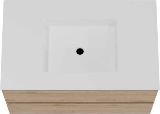 Balmani Mitra meuble salle de bains suspendu 90 x 55 cm chêne brut avec Tablo Stretto plan simple en solid surface blanc mat