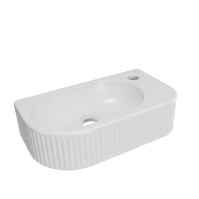 Luca Varess Rondo Ribs lave-mains 41 x 22 cm porcelaine blanc mat