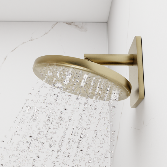 Blaufoss Onos 250 Tête de douche rond 25 cm avec bras de douche support mural brushed champagne gold