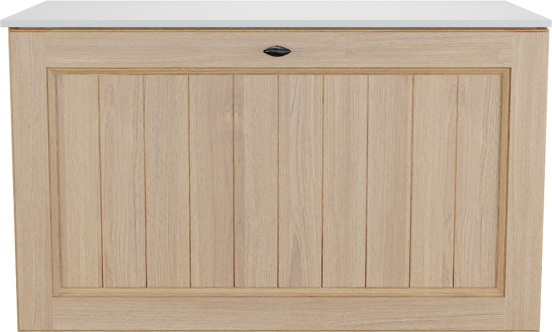 Balmani Lemon zwevend badkamermeubel 90 x 55 cm, fineer natuur eik met Stretto enkel tablet in mat wit