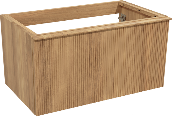 Balmani Forma hängender Waschbeckenunterschrank: 90 x 55 cm, Teak, 2 Schubladen