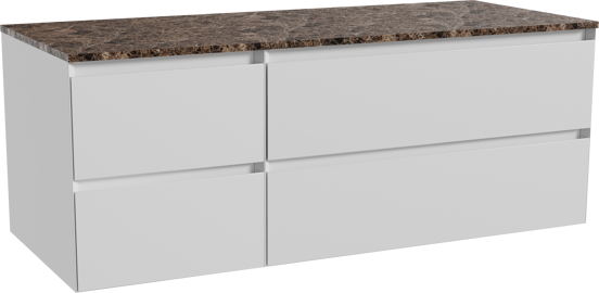 Balmani Mitra meuble salle de bains suspendu 135 x 55 cm blanc mat avec Stretto tablette simple ou double en marbre dark emperador