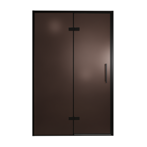 Balmani Senses Design douche draaideur links 140 cm x 210 cm Brons glas, Zwarte profielen
