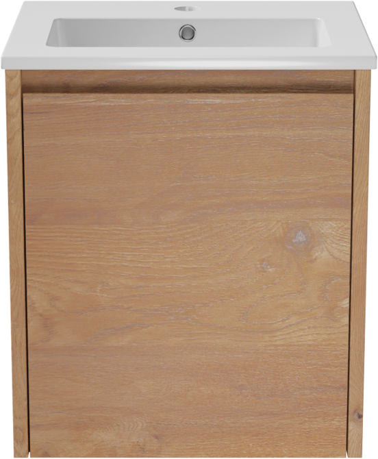 Storke Seda meuble salle de bains suspendu 45 x 35 cm chêne brut avec Diva plan simple en marbre composite blanc brillant