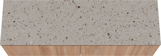 Balmani Idra meuble salle de bains suspendu 180 x 55 cm teck avec Stretto tablette simple ou double en terrazzo greige terrazzo