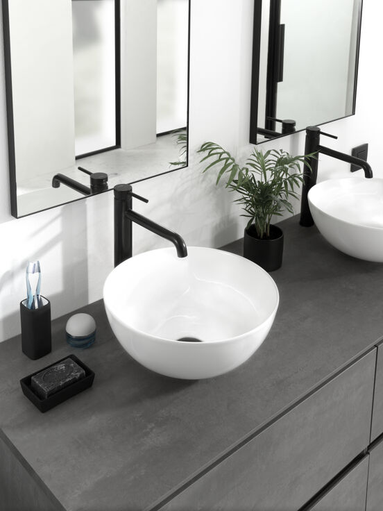Luca Varess Supra vasque à poser porcelaine blanc brillant rond Ø 36 cm