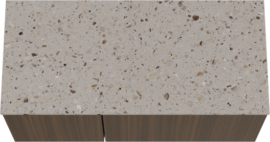 Balmani Sfera zwevend badmeubel 120 x 55 cm eucalyptus met Stretto enkel of dubbel wastafelblad in terrazzo greige terrazzo