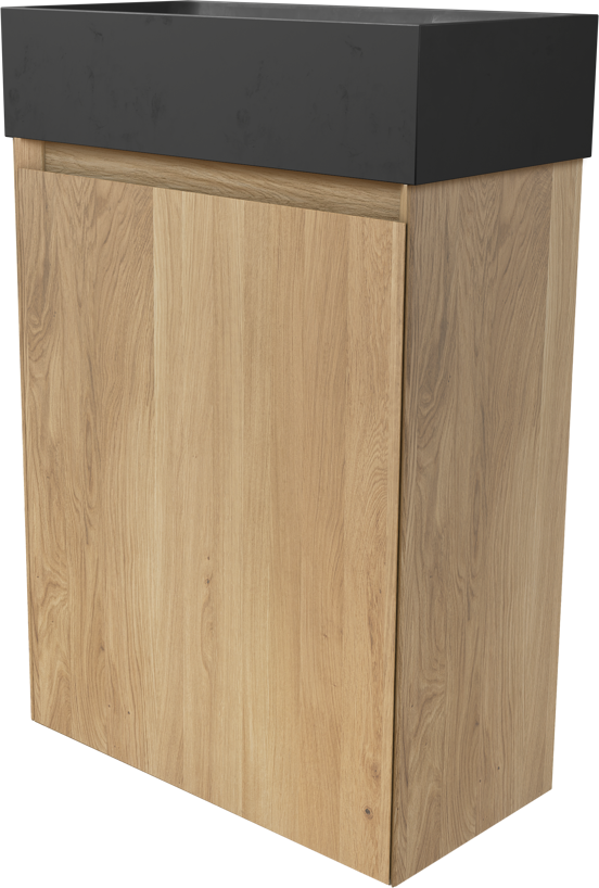 Balmani Mitra meuble wc suspendu 42 x 21 cm chêne naturel avec Dama lavabo en granite aiguisé