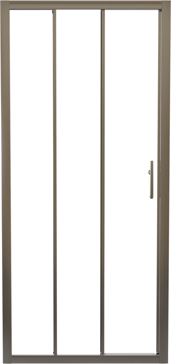 Linie Cadiz porte coulissante en trois parties 90 cm x 190 cm verre transparent profil chrome brossé