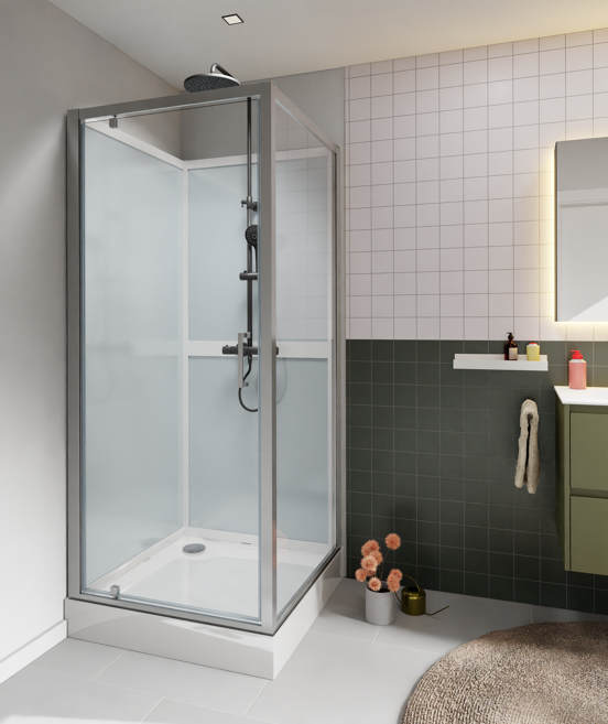 Luca Varess Talan douchecabine met draaideuren 90 x 90 cm helder glas mat chroom profiel