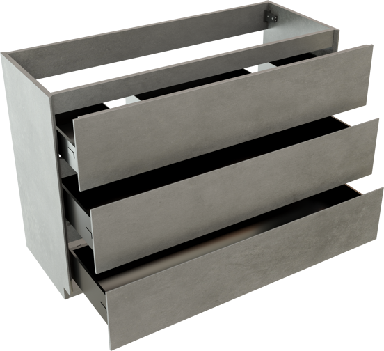 Storke Edge staande wastafelonderkast 120 x 46 cm beton donkergrijs 3 lades 2 sifonuitsparingen