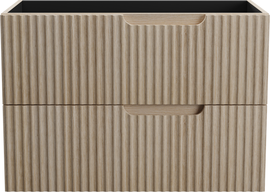 Linie Ribbo zwevende wastafelonderkast 80 x 46 cm licht eiken 2 lades