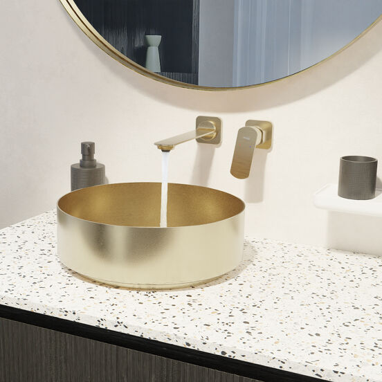 Blaufoss Bodan robinet de lavabo encastré brushed champagne gold incl élément intégré