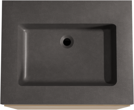 Storke Edge meuble salle de bains à poser 65 x 52 cm chêne brut avec Scuro High plan simple en quartz noir mat
