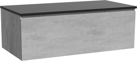 Storke Edge hängendes Möbelstück Set: 105 x 52 cm, Beton dunkelgrau, mit Panton Einzel Waschtischplatte, Pulverbeschichtetes MDF Schwarz matt