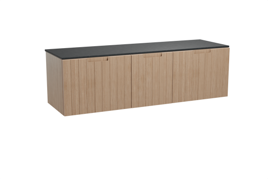 Balmani Adagio meuble salle de bains suspendu 180 x 55 cm chêne vieilli avec Stretto tablette simple ou double en granit noir