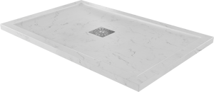 Linie Lido douchebak 120 x 80 cm composietmarmer witte marmer look leisteenstructuur