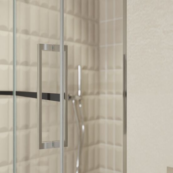 Balmani Senses Design porte pivotante à gauche 100 cm x 210 cm verre Lined, Profil chrome, coating inclus