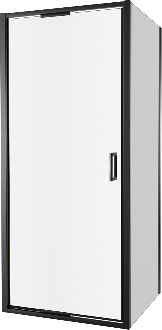 Luca Varess Vidor In Eckdusche: Drehtür und fixierte, Seitenwand, 90 x 80 cm, Klarglas, mattschwarzes Profil