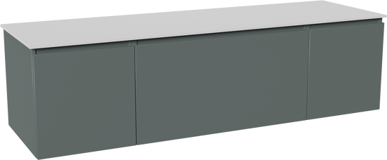 Balmani Sfera zwevend badmeubel 180 x 55 cm forest met Stretto enkel of dubbel wastafelblad in solid surface mat wit