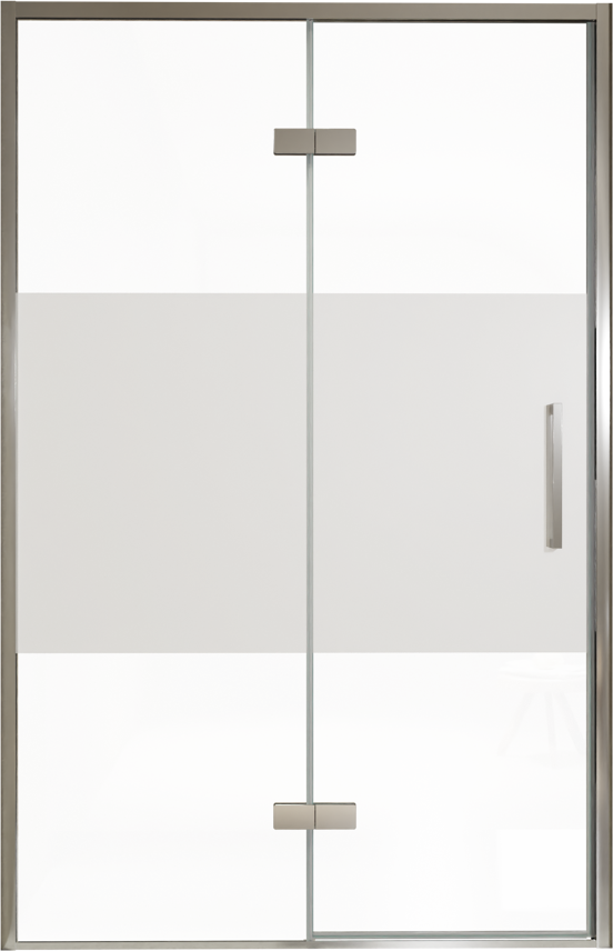 Balmani Senses Design douche draaideur links 140 cm x 210 cm Helder glas met matte strook, Chroom profielen, met coating