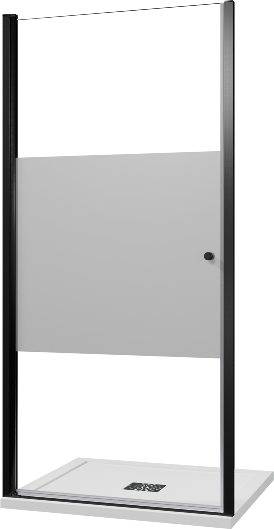 Luca Varess Kuresa porte pivotante 100 x 200 cm verre transparent avec bande matte profil noir mat