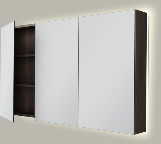 Storke Reflecta spiegelkast 130 x 75 cm notelaar met spiegelverlichting