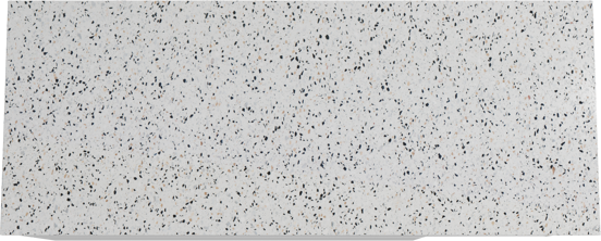Storke Edge hängendes Möbelstück Set: 130 x 52 cm, Weiß glänzend, mit Tavola Einzel- oder Doppel Waschtischplatte, Terrazzo in Weiß/Schwarz matt