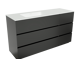 Storke Edge staand badmeubel 150 x 52 cm mat zwart met Mata asymmetrisch linkse wastafel in matte Solid Surface