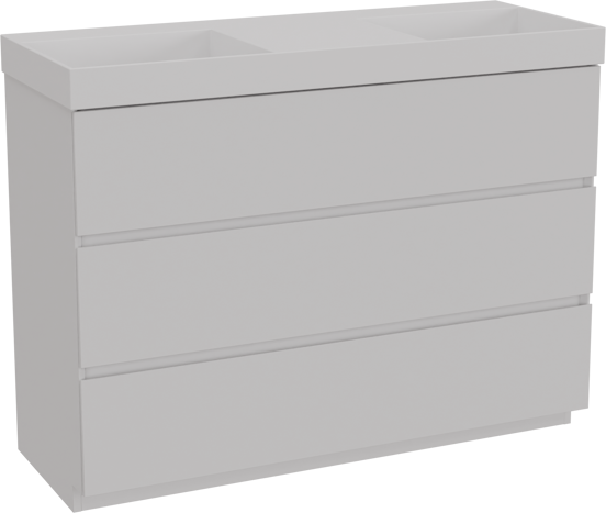 Storke Edge freistehendes Möbelstück Set: 120 x 46 cm, Weiß matt, mit Jura Doppelwaschtisch, Solid Surface Weiß matt