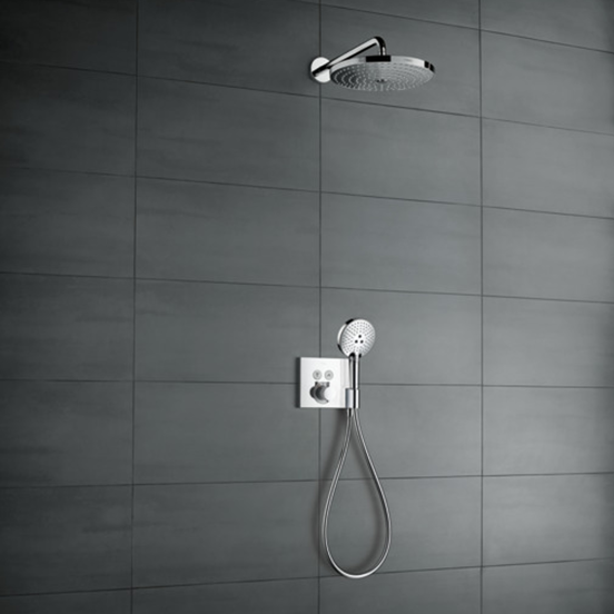 Hansgrohe Raindance Select S 300 ronde regendouchekop met muursteun 30 cm glanzend chroom