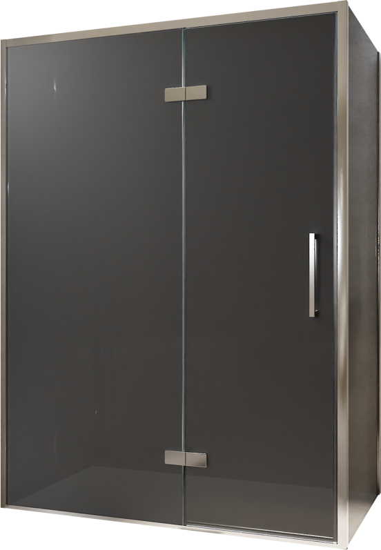 Balmani Senses Design douchehoek met linkse draaideur en vaste zijwand, 140 x 100 cm, Rookglas, Chroom profielen, met coating
