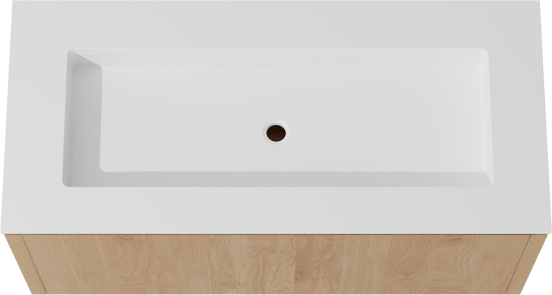Balmani Eclips meuble salle de bains suspendu 120 x 55 cm Chêne naturelle avec Tablo Stretto lavabo simple pour 2 trous de robinet en Solid Surface blanc mat