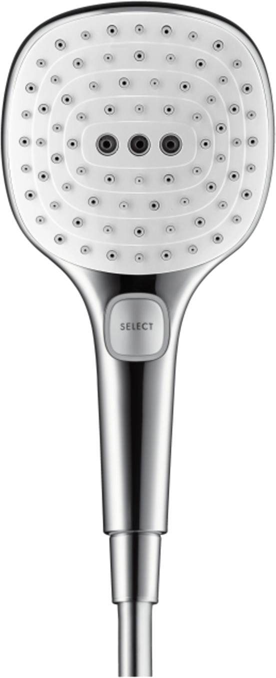 Hansgrohe Raindance Select E 120 Ecosmart handdouche 3 straalsoorten glanzend chroom en wit