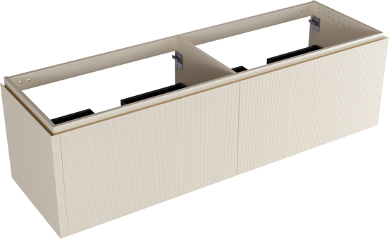Balmani Eclips meuble sous-lavabo suspendu 180 x 55 cm Sandbeige 4 tiroirs Nervure sym. vert.
