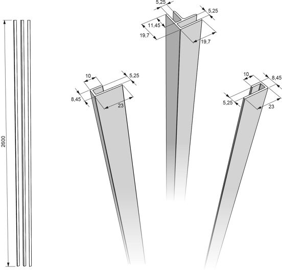 Linie Plato jeu de profilés panneaux muraux 260 cm PVC Oregon