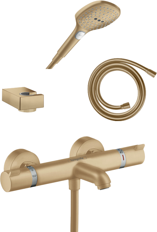 Hansgrohe Ecostat Comfort robinet baignoire robinet thermostatique montage mural extérieur brushed bronze